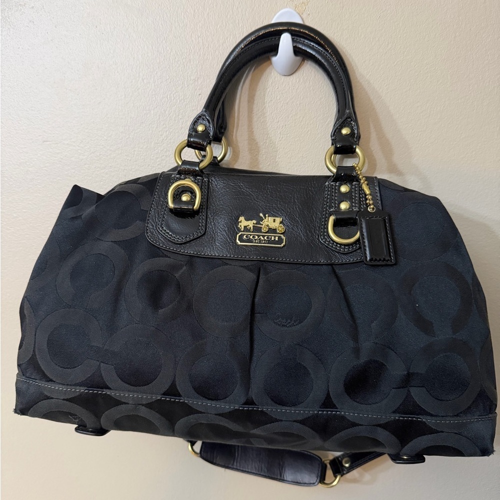 Vintage Coach Black Satchel with Gold Accents#12943 - Picture 2 of 14